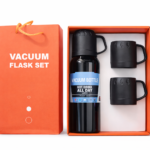 Stainless steel vacuum flask gift set 500ml with cups