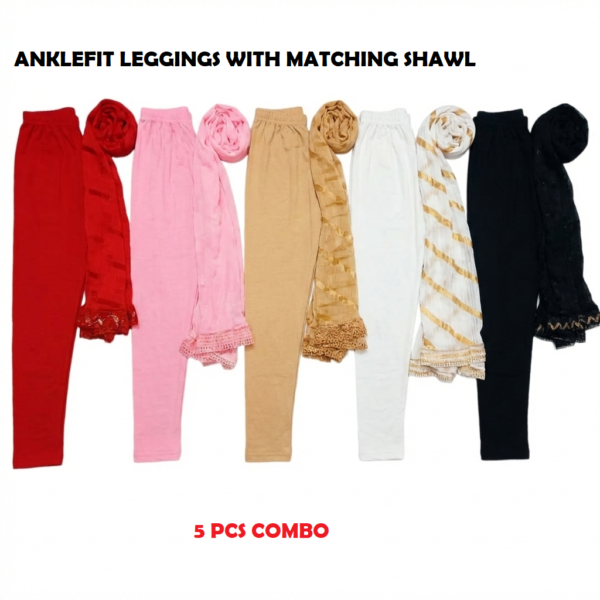 Womens regular wear anklefit leggings with matching shawl combo offer