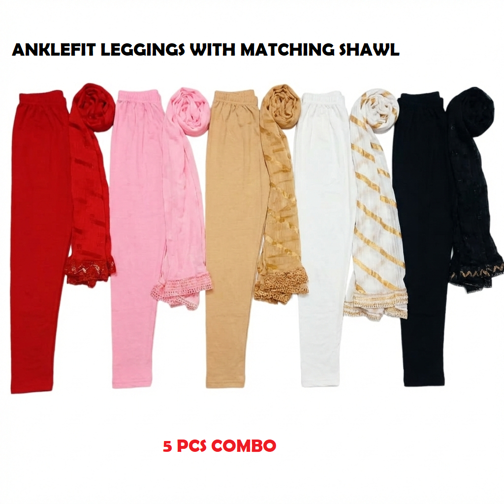 Gemini_Generated_Image_pzfz7jpzfz7jpzfz (1) Womens regular wear anklefit leggings with matching shawl combo offer - Image 1